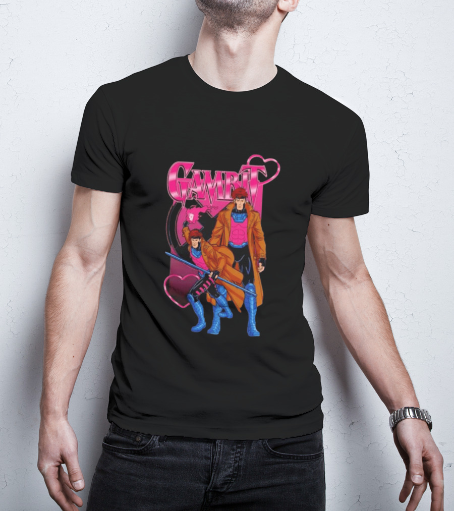 Gambit X Men Marvel Comics Character Playing Cards Hearts And Staff T-Shirt