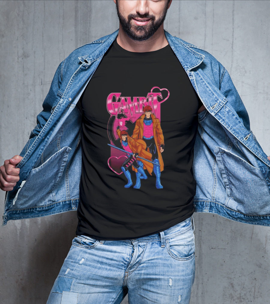 Gambit X Men Marvel Comics Character Playing Cards Hearts And Staff T-Shirt