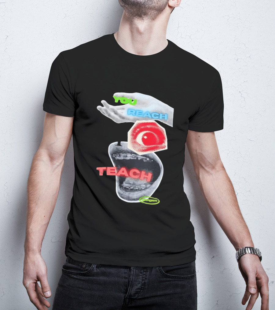 Geiger You Reach I Teach Hand Eye Mouth Collage T-Shirt