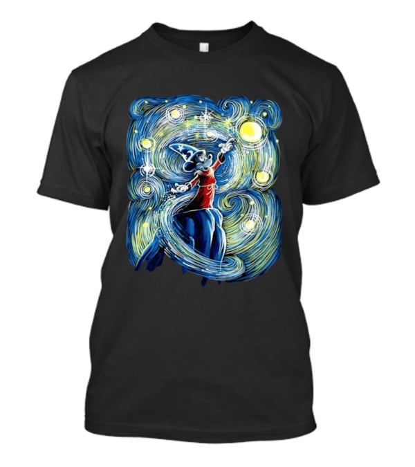 Sorcerer Mickey Mouse Fantasia Starry Night Whirlwind Stars T-Shirt