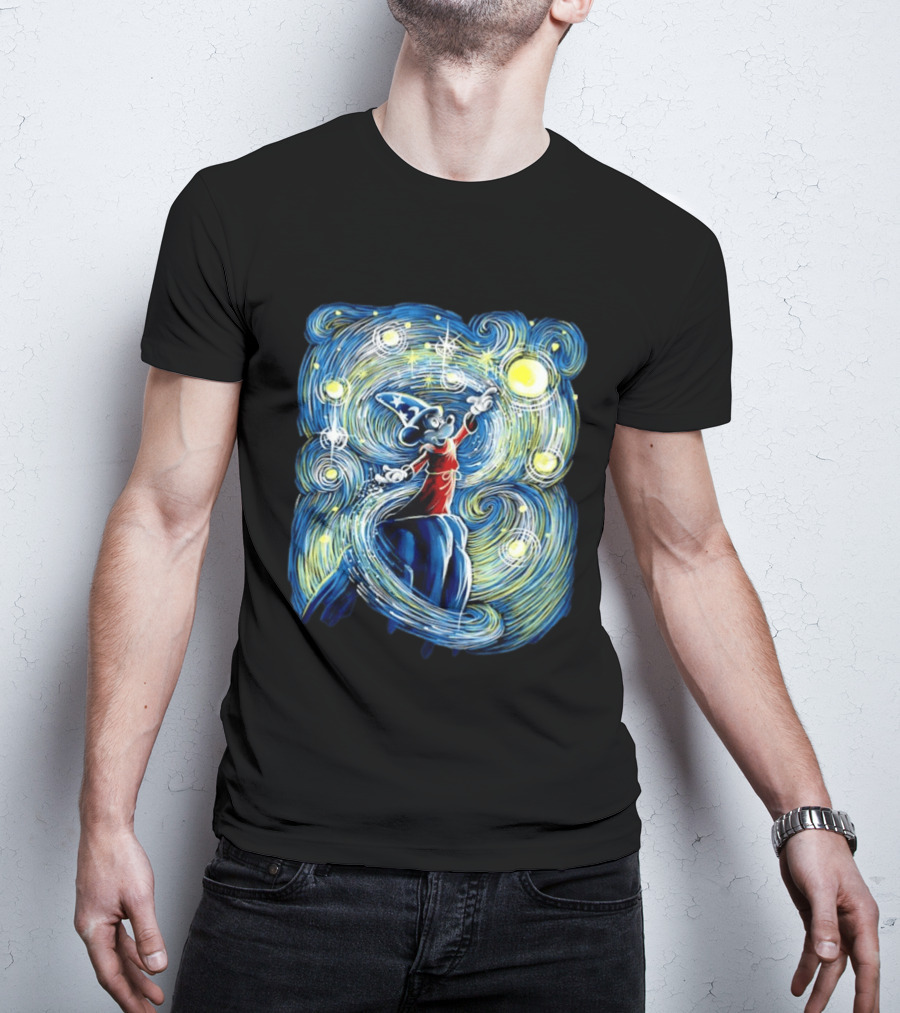 Sorcerer Mickey Mouse Fantasia Starry Night Whirlwind Stars T-Shirt
