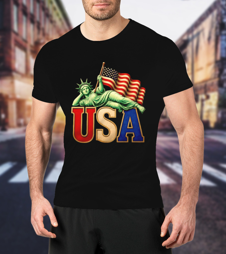 Statue Of Liberty USA Flag Patriotic T-Shirt