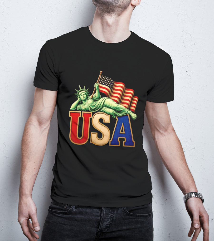 Statue Of Liberty USA Flag Patriotic T-Shirt
