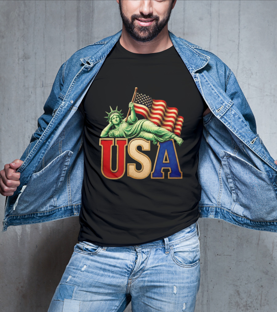 Statue Of Liberty USA Flag Patriotic T-Shirt
