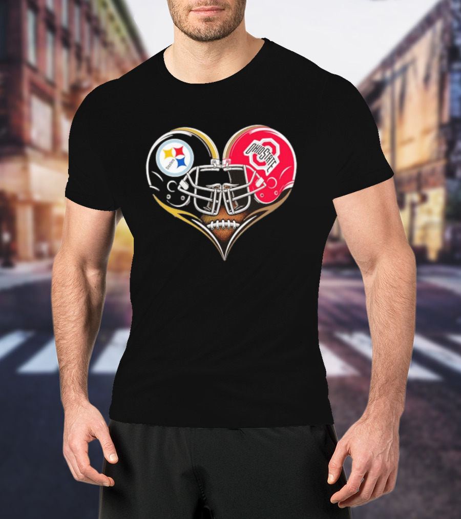 Steelers Ohio State Buckeyes Heart Helmet Fan Love T-Shirt