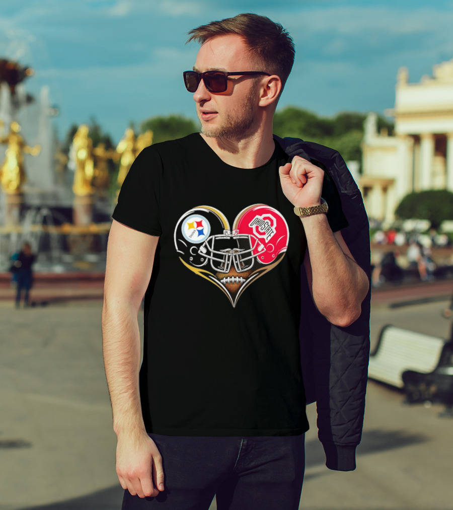 Steelers Ohio State Buckeyes Heart Helmet Fan Love T-Shirt