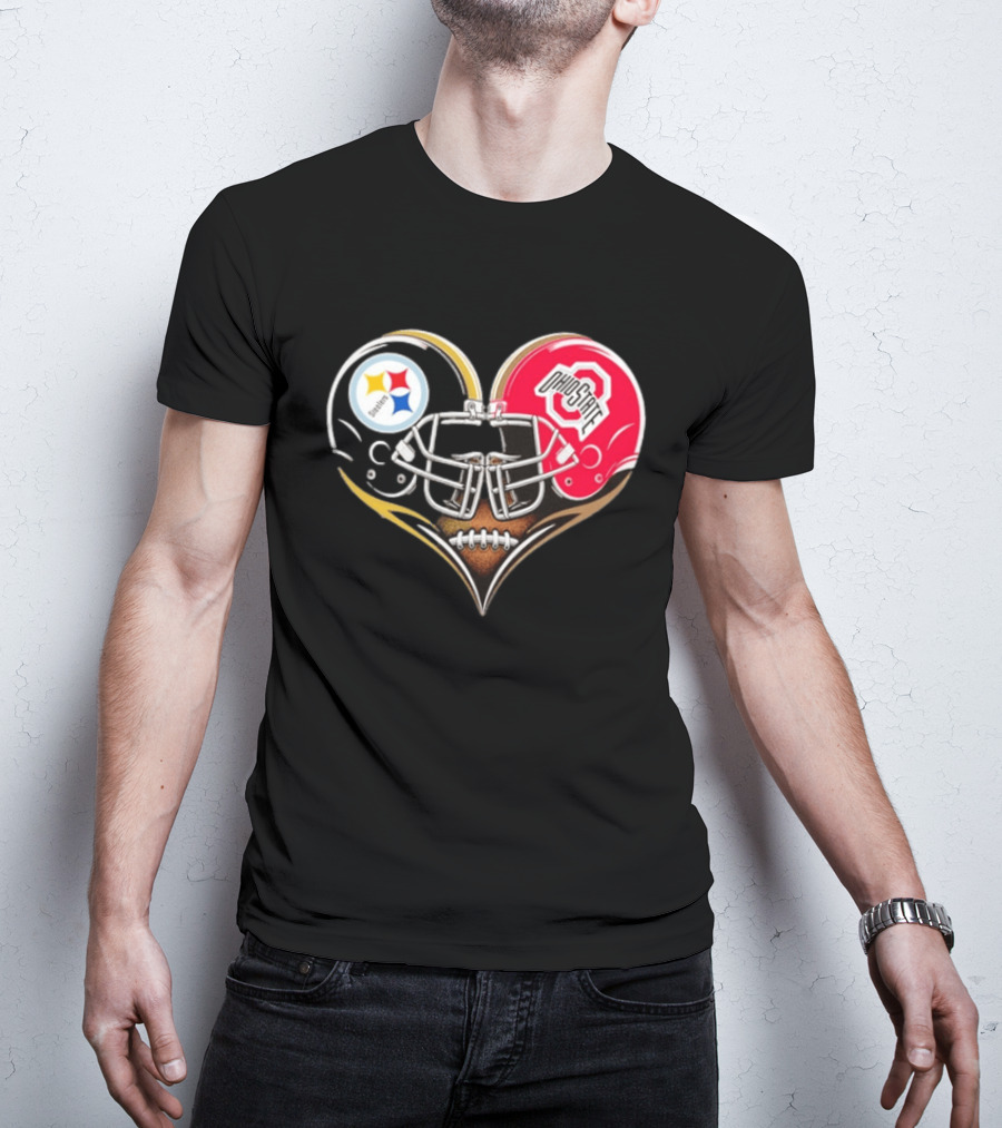 Steelers Ohio State Buckeyes Heart Helmet Fan Love T-Shirt