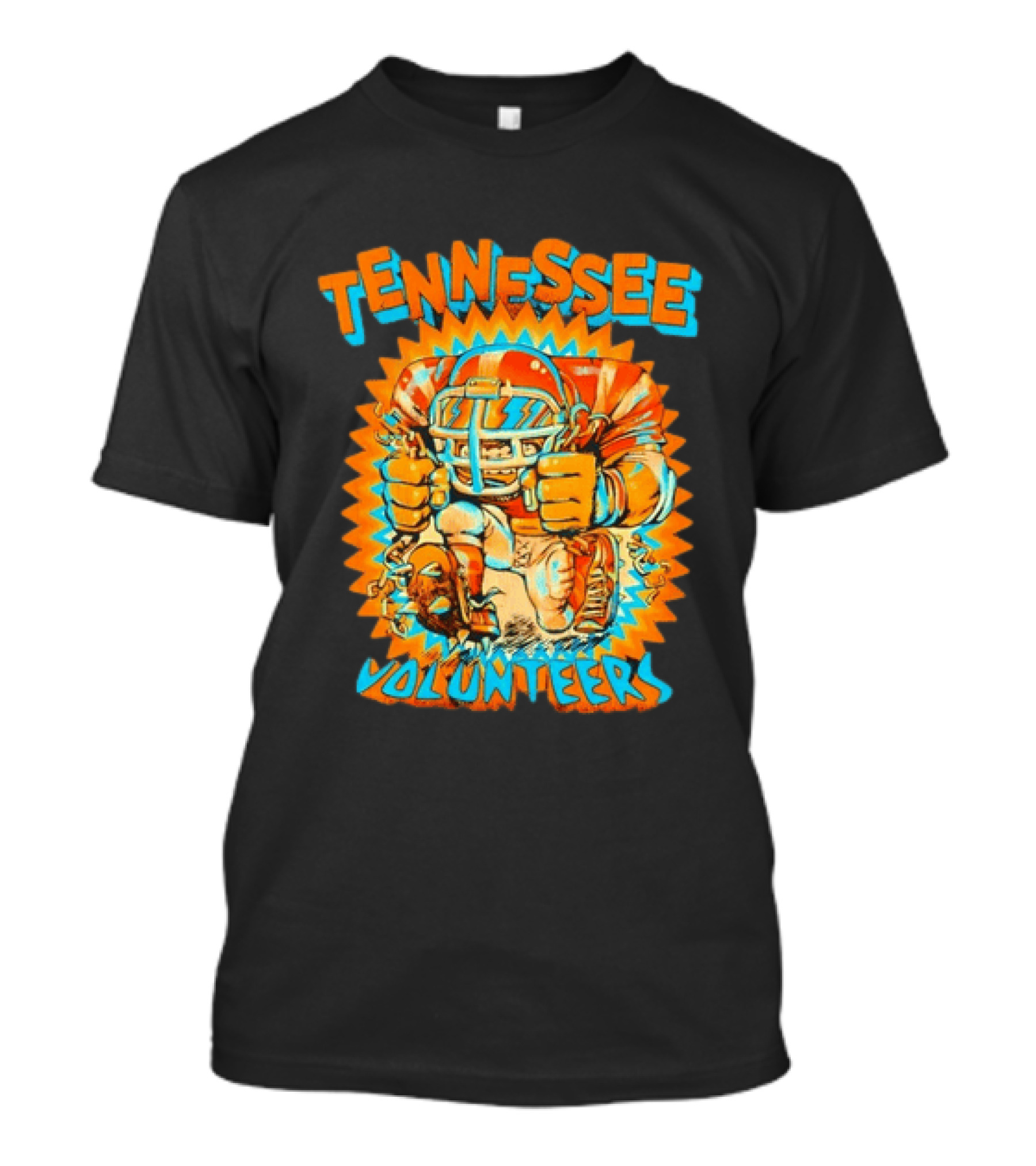 Tennessee Volunteers Football Player Breaking Chains Dynamic Orange Blue T-Shirt