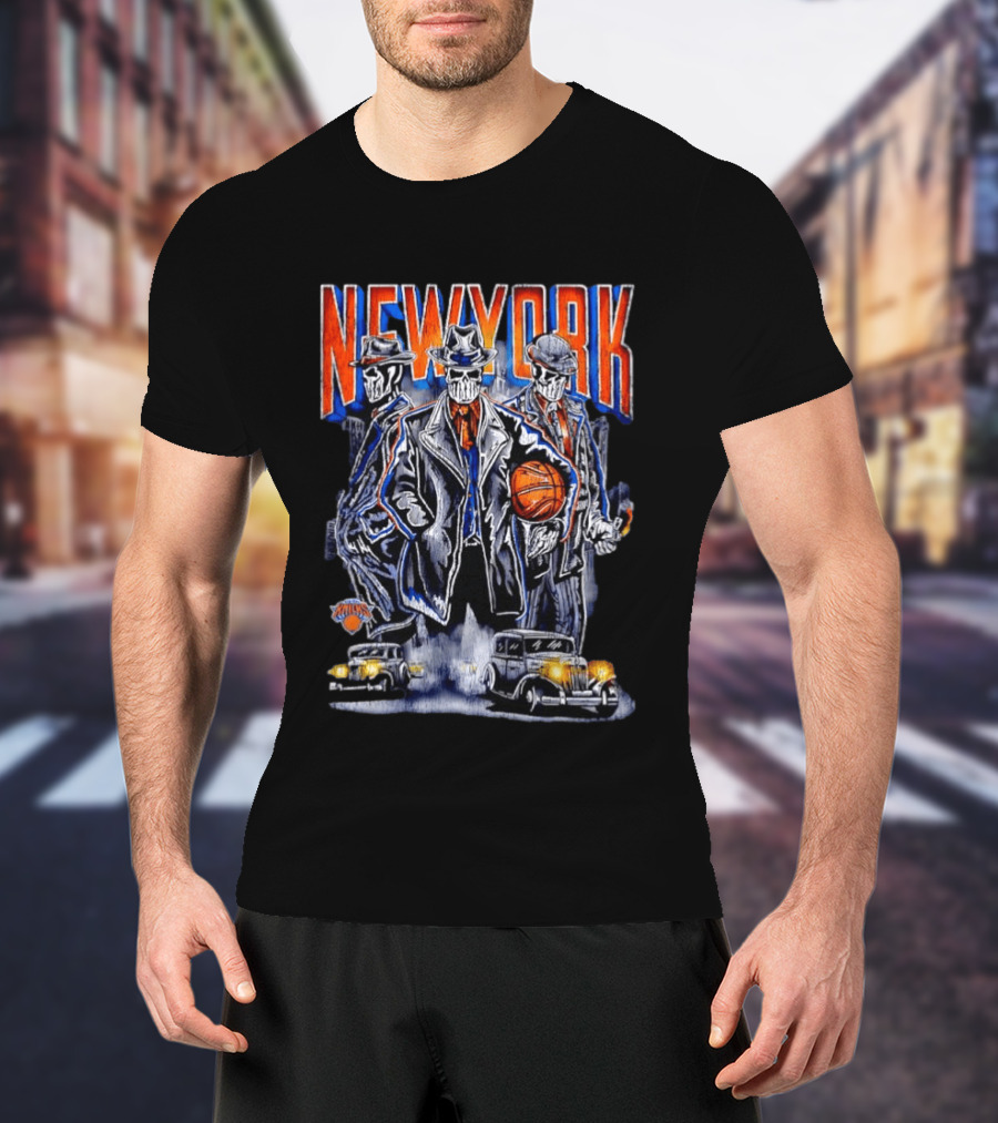 New York Gangster Skeletons Knicks Basketball Mobster T-Shirt