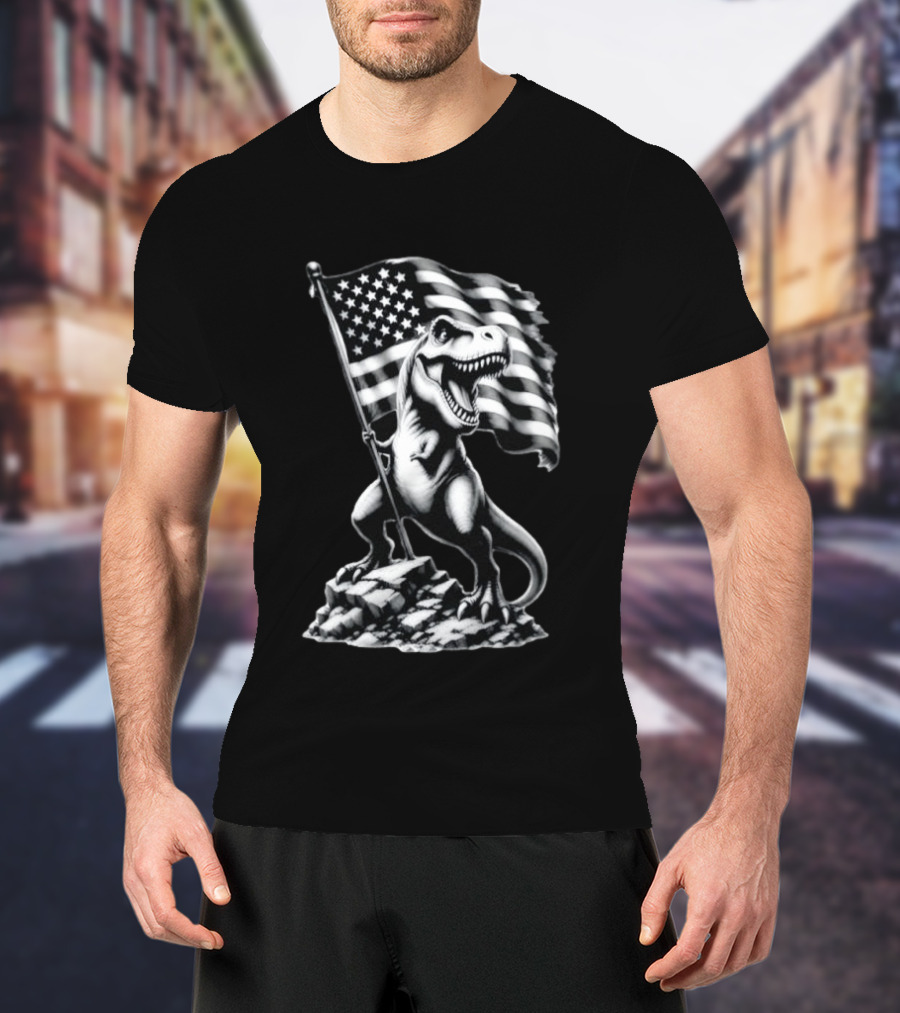 Tyrannosaurus Rex American Flag Patriotic Dinosaur Fan T-Shirt
