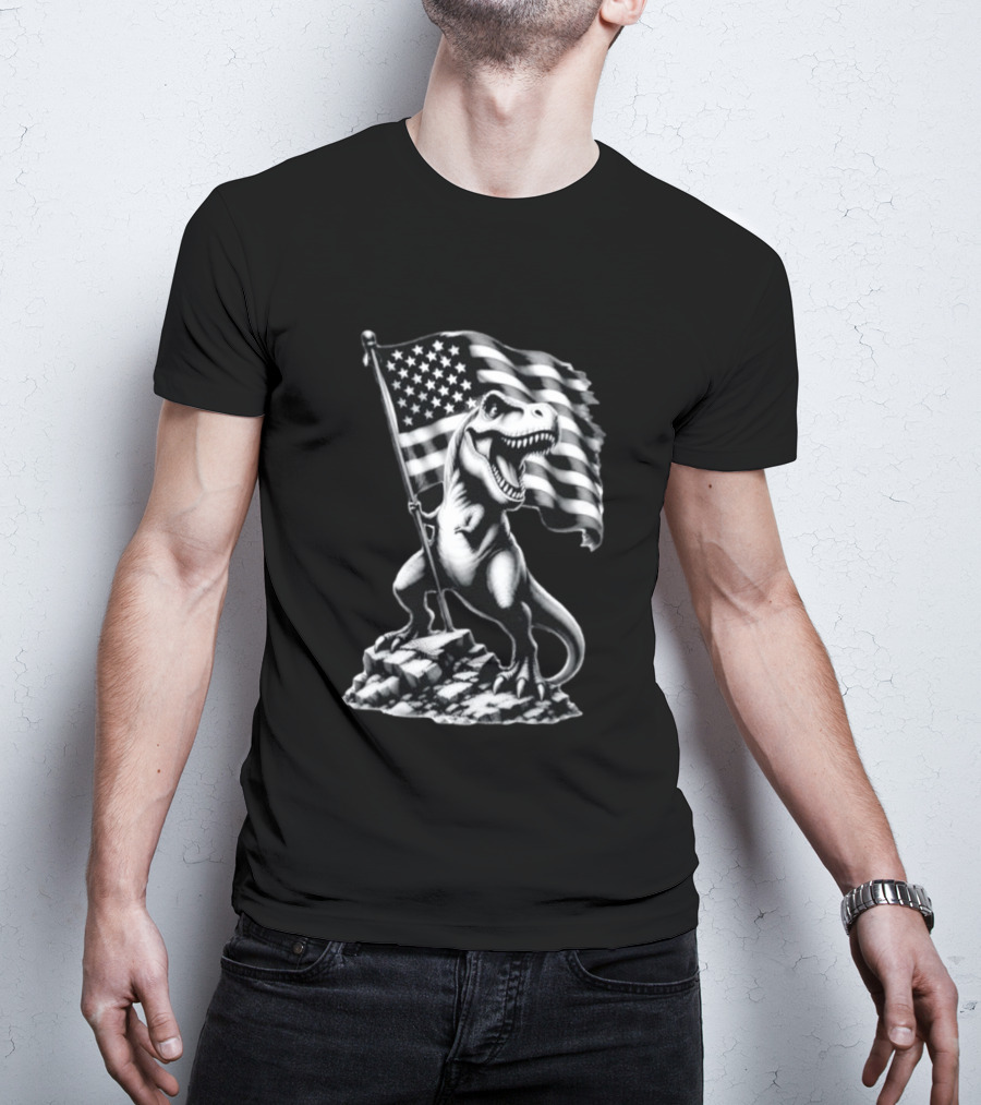 Tyrannosaurus Rex American Flag Patriotic Dinosaur Fan T-Shirt
