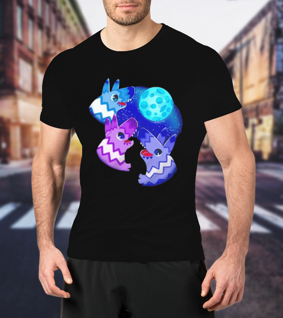 Pinata Dogs Howling At The Moon Blue Zigzag T-Shirt