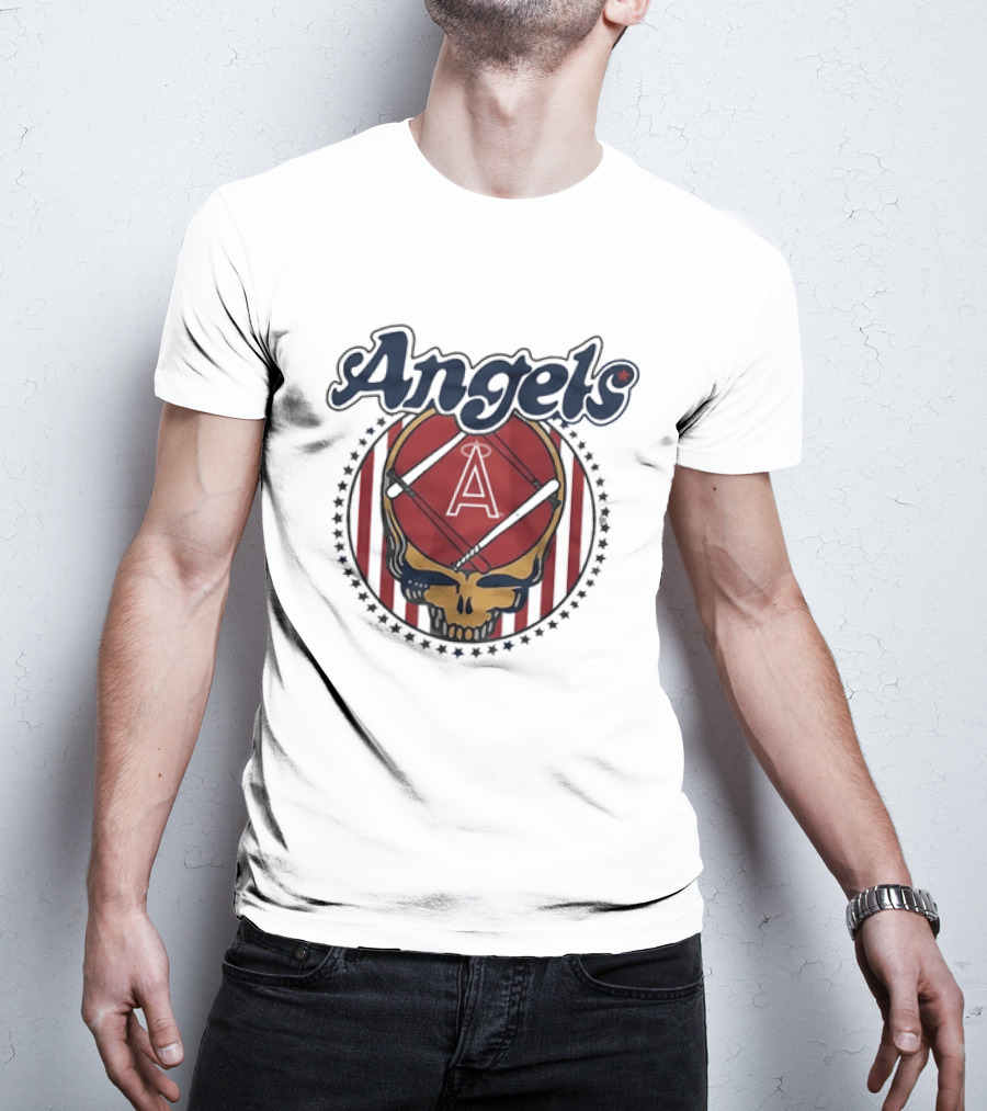 Los Angeles Angels Grateful Dead Steal Your Face Baseball Angels Skull T-Shirt