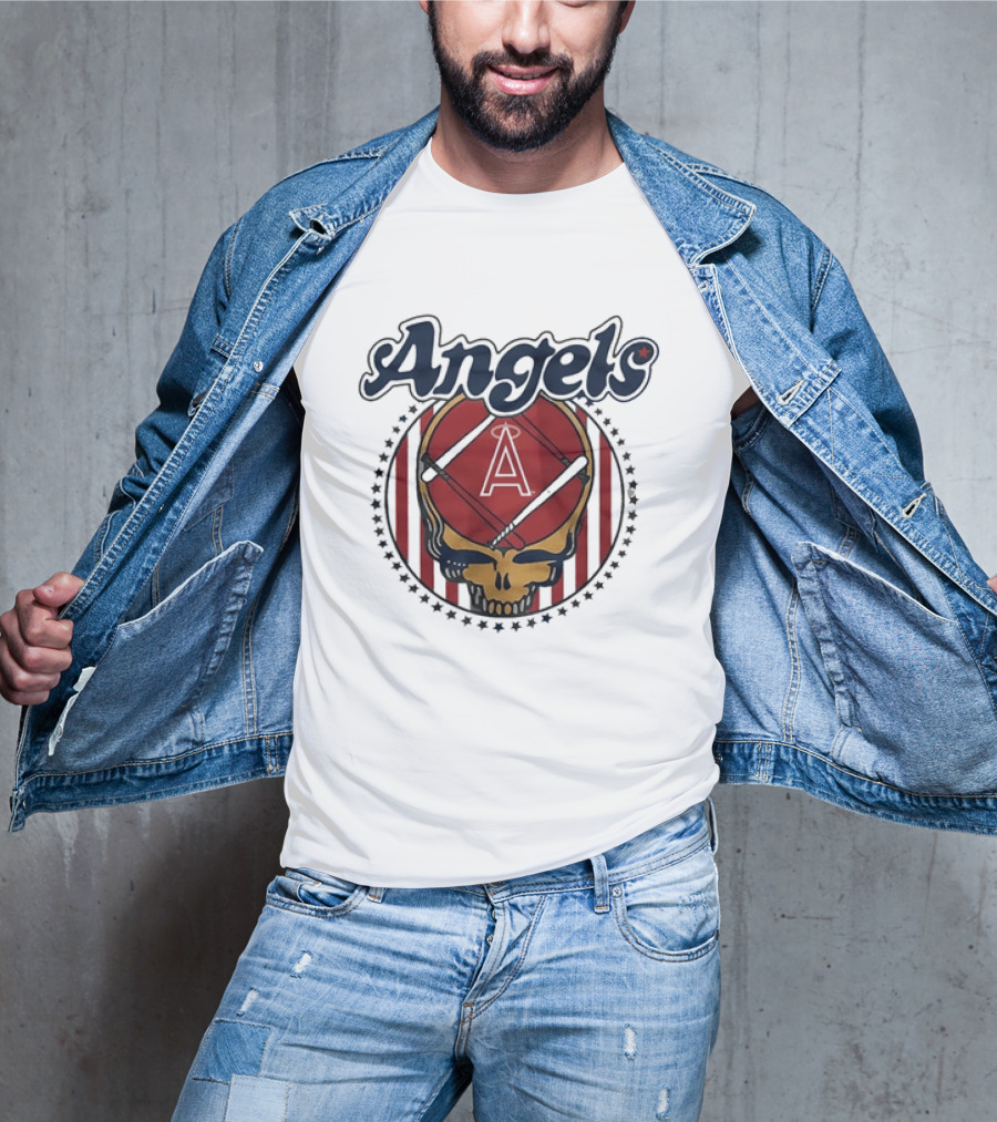 Los Angeles Angels Grateful Dead Steal Your Face Baseball Angels Skull T-Shirt