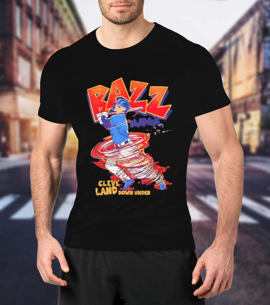 Bazz Mania Cleveland Down Under Travis Bazzana Batting Baseball T-Shirt