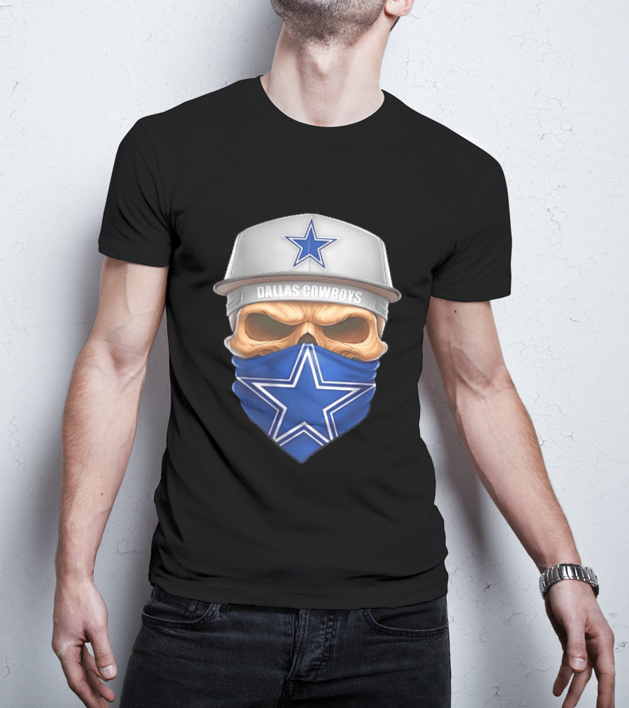 Dallas Cowboys Skull Bandana Cap Men Star T-Shirt