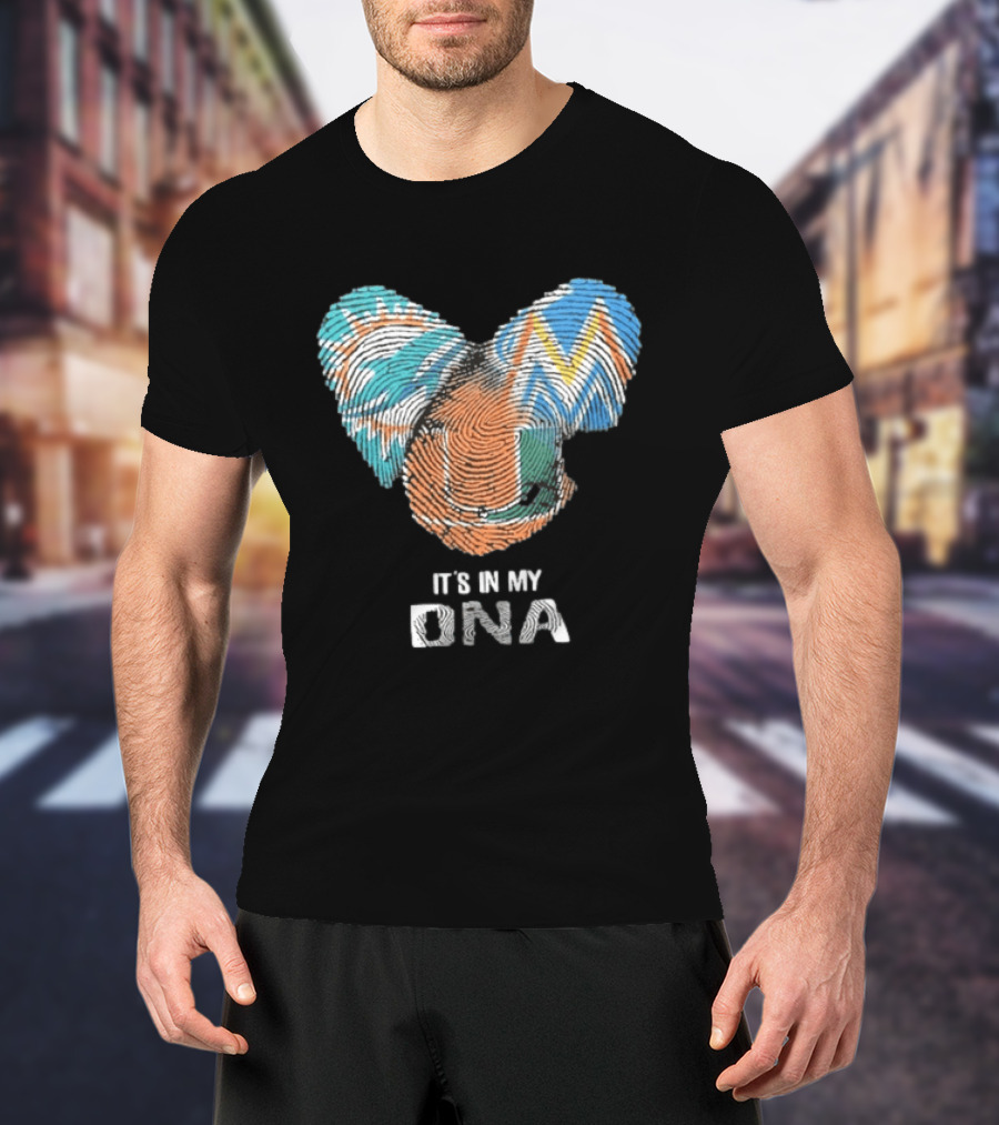Dolphins Marlins Hurricanes It's In My DNA Fingerprint T-Shirt