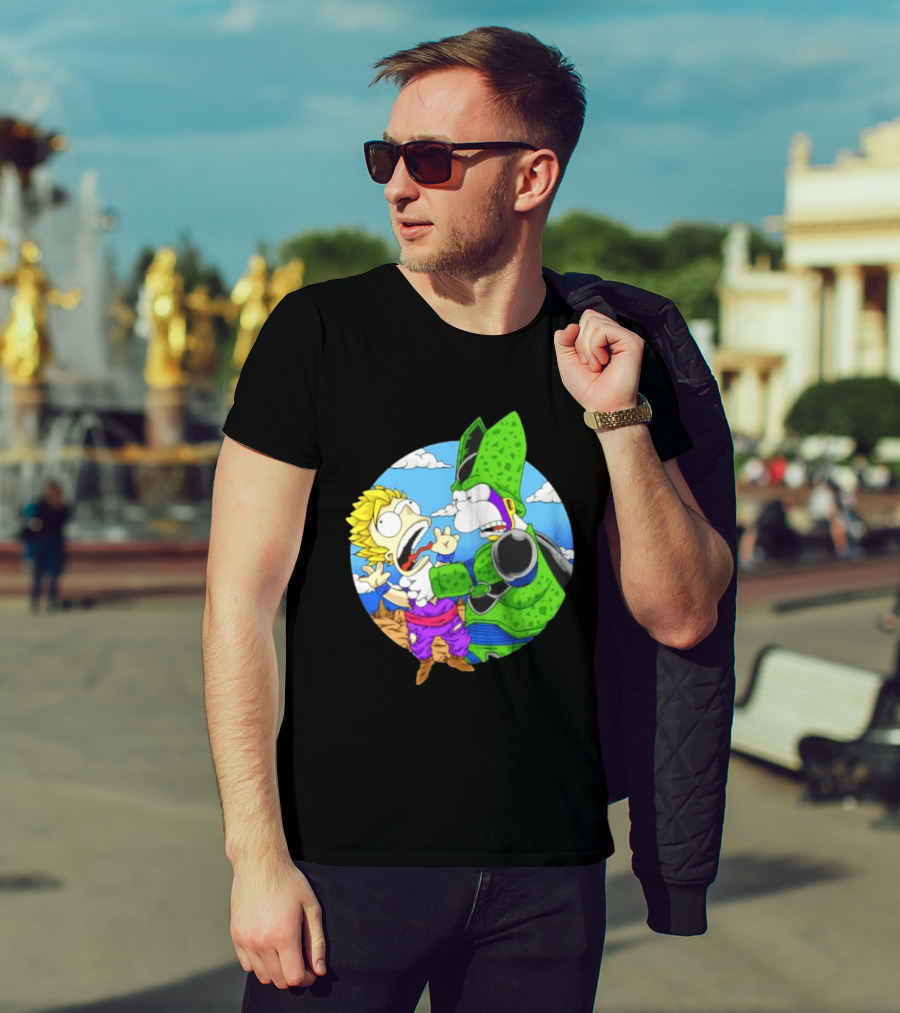 Gohan Cell Dragon Ball Z Bart Homer Simpson Mashup Clash T-Shirt