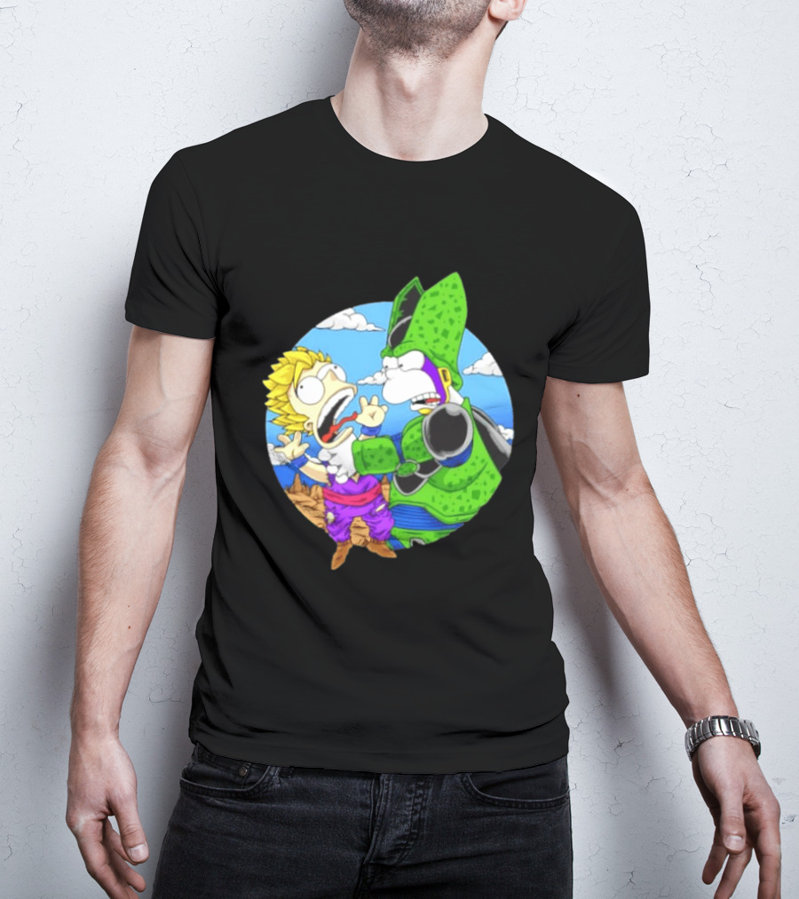 Gohan Cell Dragon Ball Z Bart Homer Simpson Mashup Clash T-Shirt