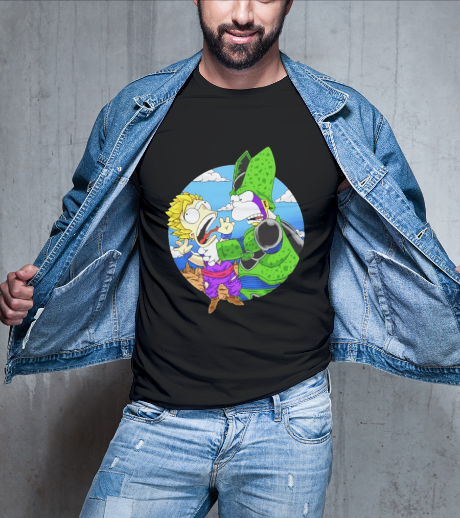 Gohan Cell Dragon Ball Z Bart Homer Simpson Mashup Clash T-Shirt