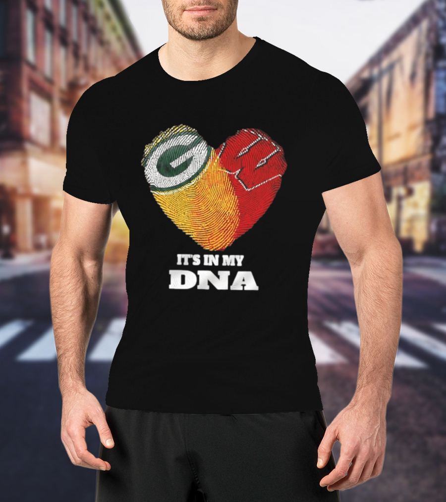 Green Bay Packers It's In My DNA Heart Fingerprint T-Shirt
