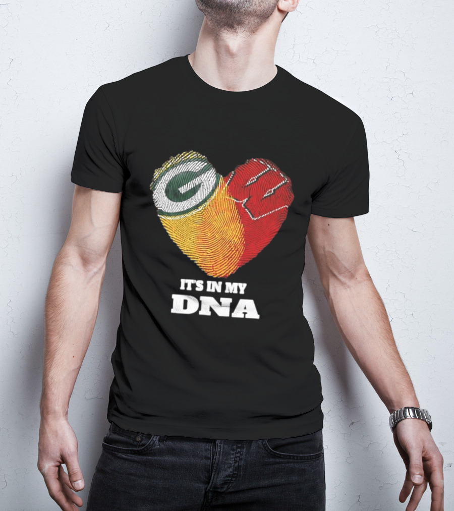 Green Bay Packers It's In My DNA Heart Fingerprint T-Shirt