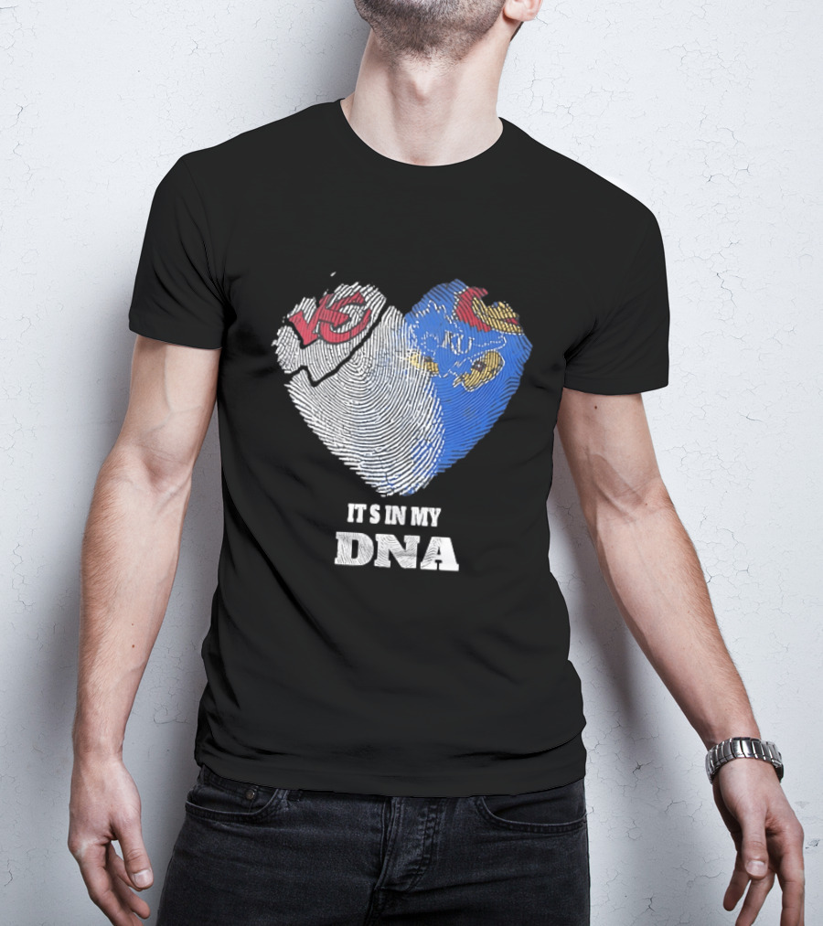 Kansas City Chiefs KU Jayhawks It's In My DNA Heart Fingerprint T-Shirt