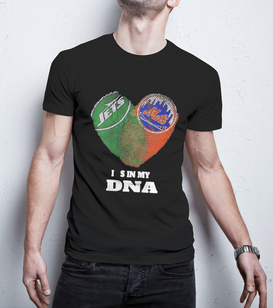New York Jets Mets Heart Fingerprint It Is In My DNA T-Shirt