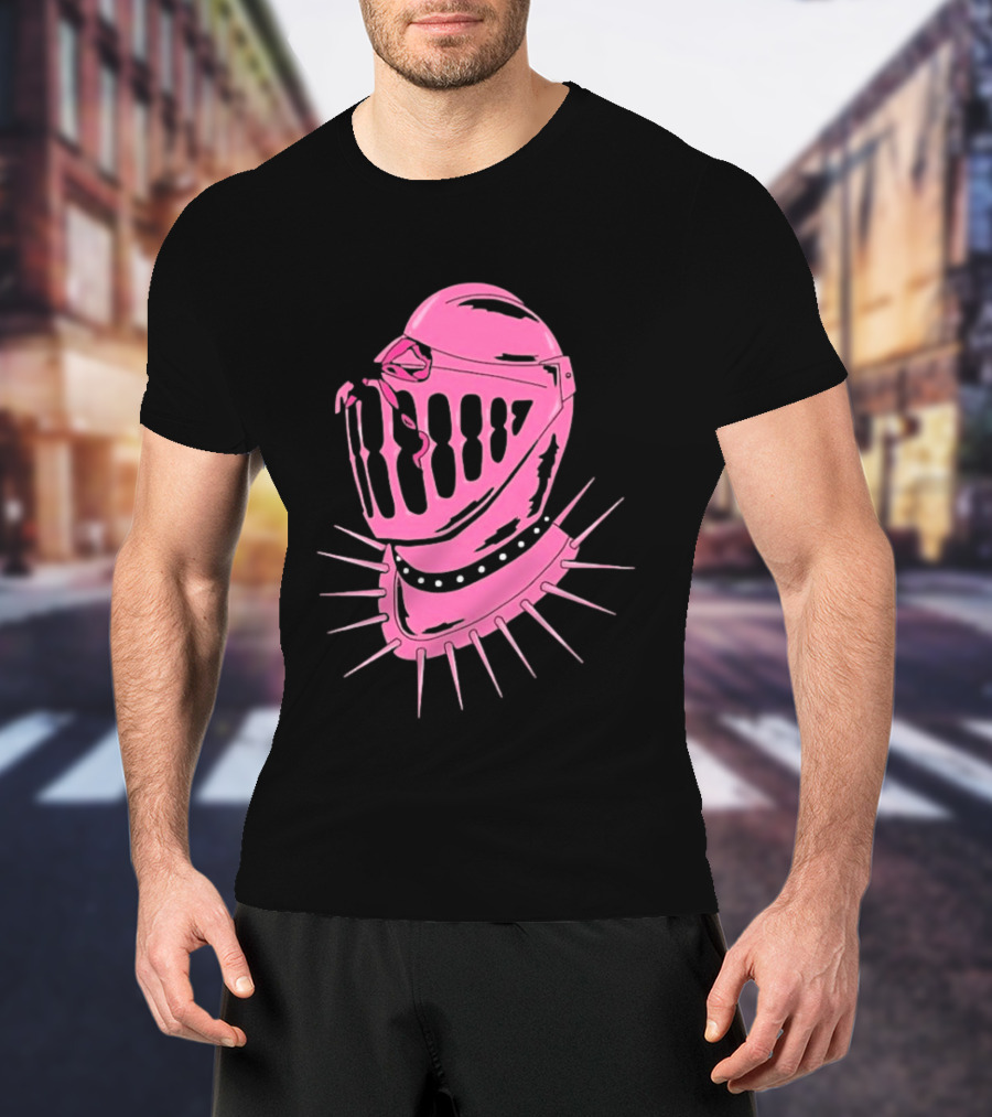 Knight Helmet With Pink Bow And Spiked Choker Aesthetic T-Shirt