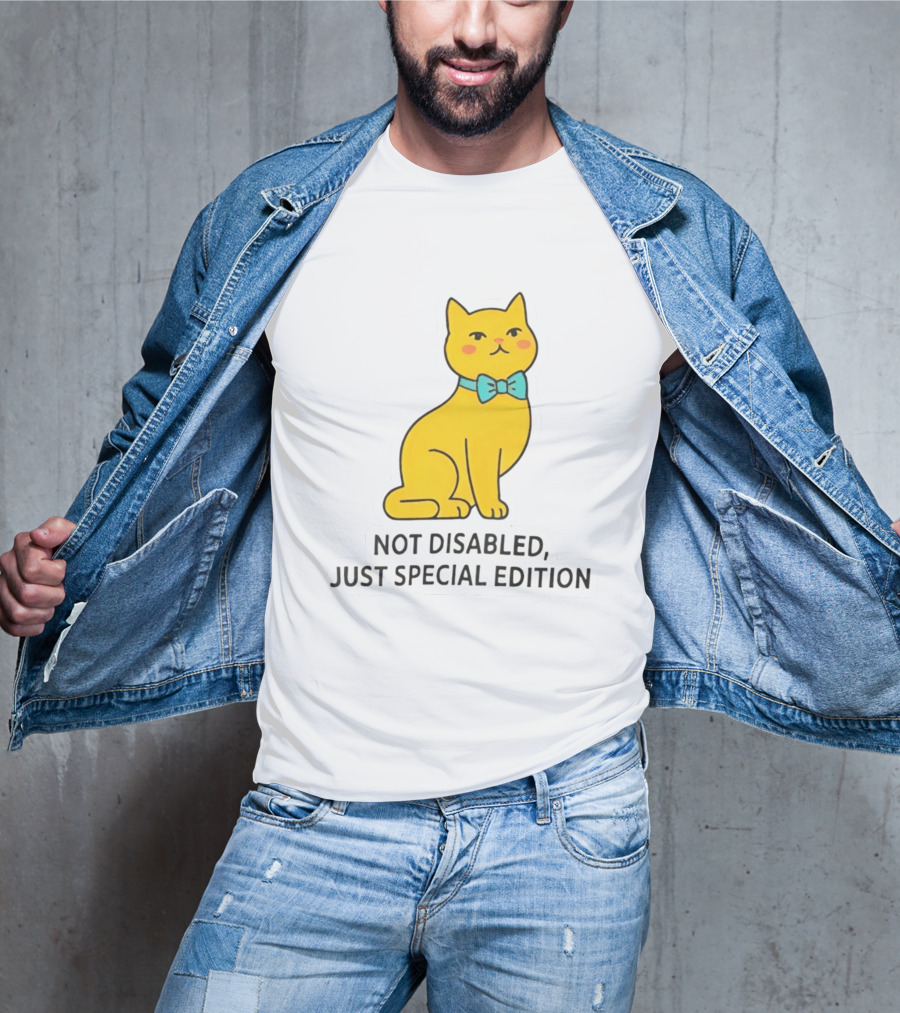 Not Disabled Just Special Edition Cat With Bow Tie T-Shirt