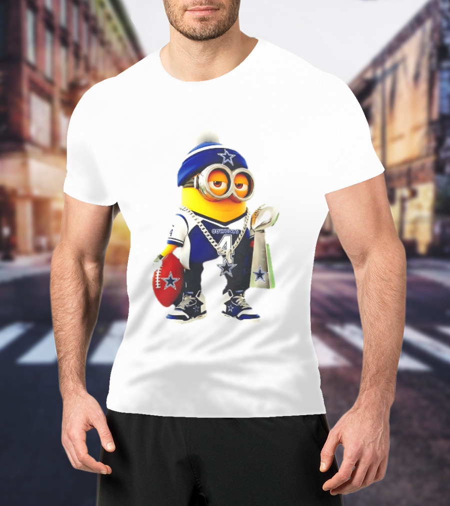 Dallas Cowboys Minion With Lombardi Trophy And Football T-Shirt