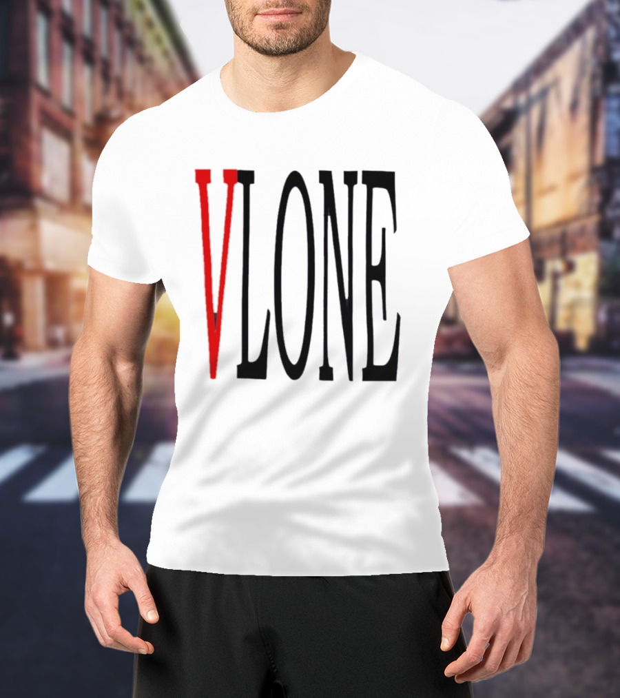 Vlone Logo Red V Black Font Streetwear Fashion T-Shirt