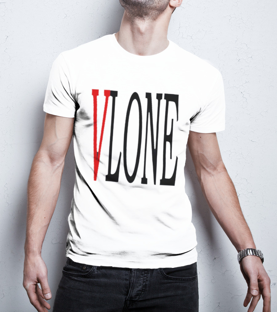 Vlone Logo Red V Black Font Streetwear Fashion T-Shirt