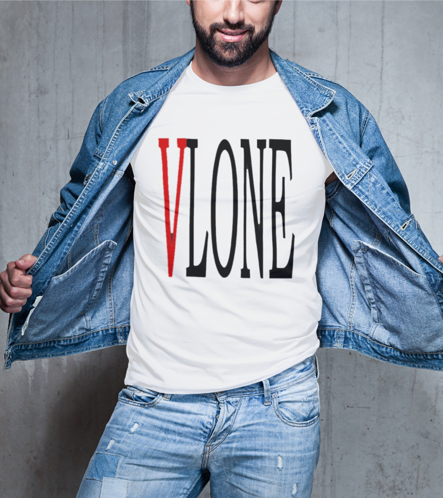 Vlone Logo Red V Black Font Streetwear Fashion T-Shirt