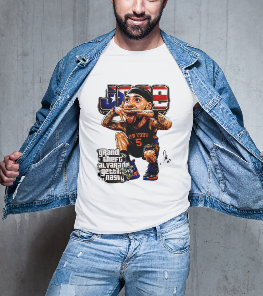 Grand Theft Alvarado New York Knicks Gettin Nasty Caricature T-Shirt