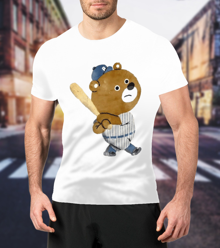 Kuma Bear Takuto Nakagawa Baseball Player Character In Striped Uniform T-Shirt