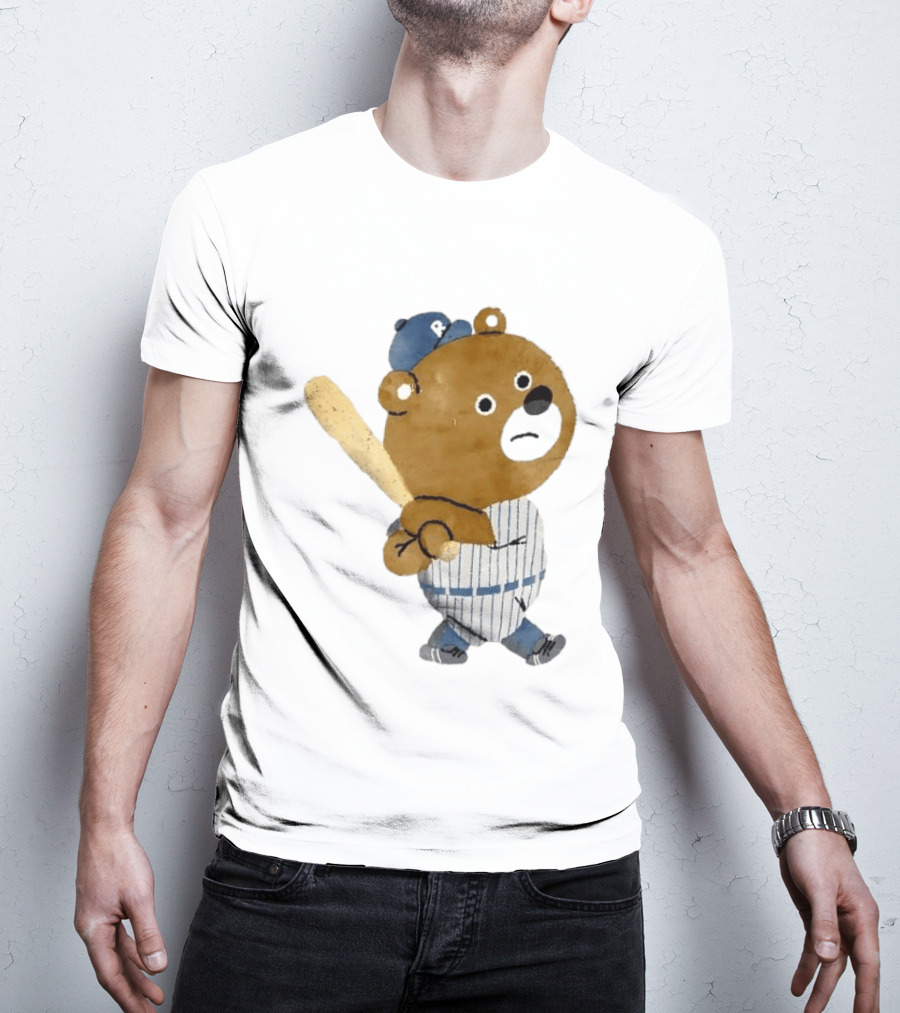 Kuma Bear Takuto Nakagawa Baseball Player Character In Striped Uniform T-Shirt