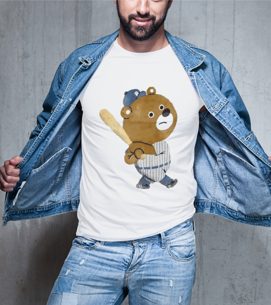 Kuma Bear Takuto Nakagawa Baseball Player Character In Striped Uniform T-Shirt