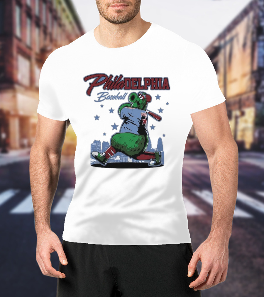 Phillie Phanatic Philadelphia Baseball Phillies MLB Skyline Stars T-Shirt
