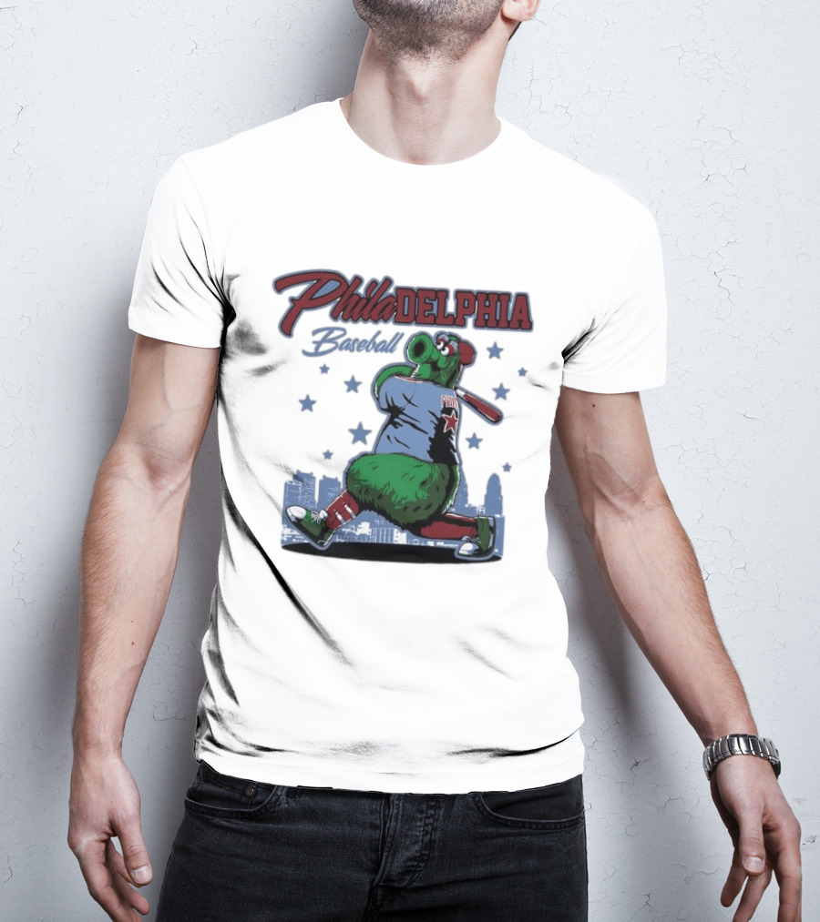 Phillie Phanatic Philadelphia Baseball Phillies MLB Skyline Stars T-Shirt