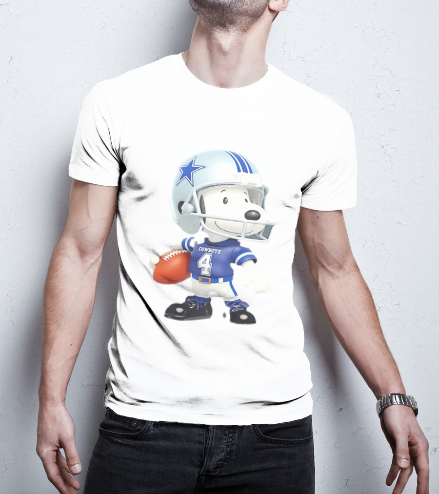Peanuts Snoopy Cowboys Football Player 4 Helmet Dallas Fan Gear T-Shirt