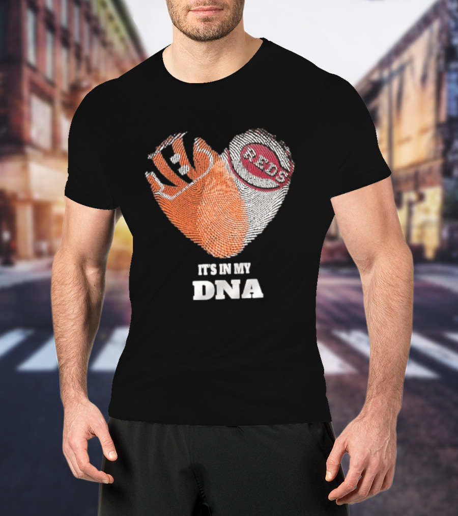 Bengals Reds It's In My DNA Handprint Football Baseball Fan Gear T-Shirt