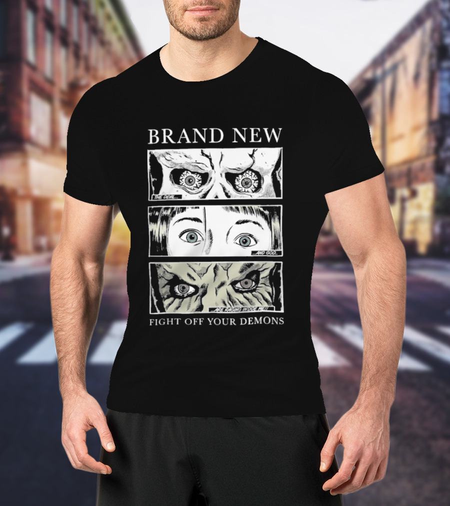 BRAND NEW Fight Off Your Demons Comic Panel Eyes T-Shirt