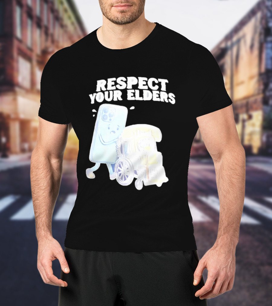 Respect Your Elders Smartphone And Vintage Telephone T-Shirt