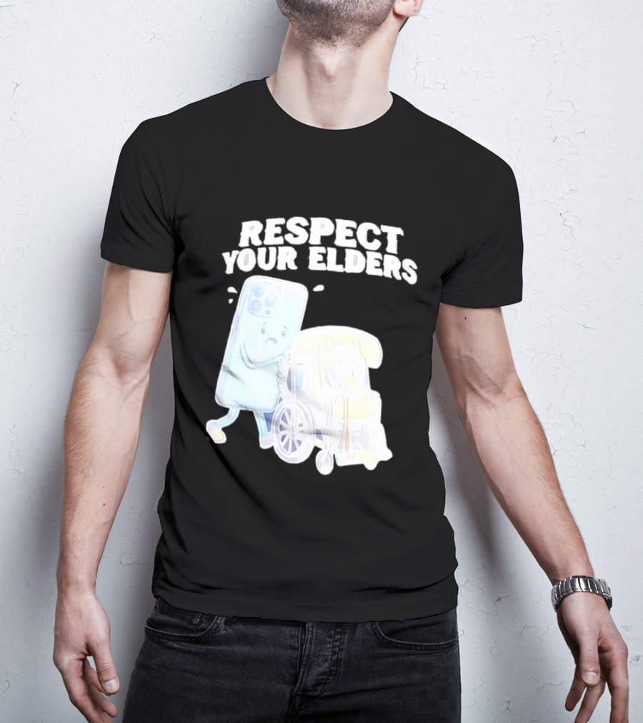 Respect Your Elders Smartphone And Vintage Telephone T-Shirt