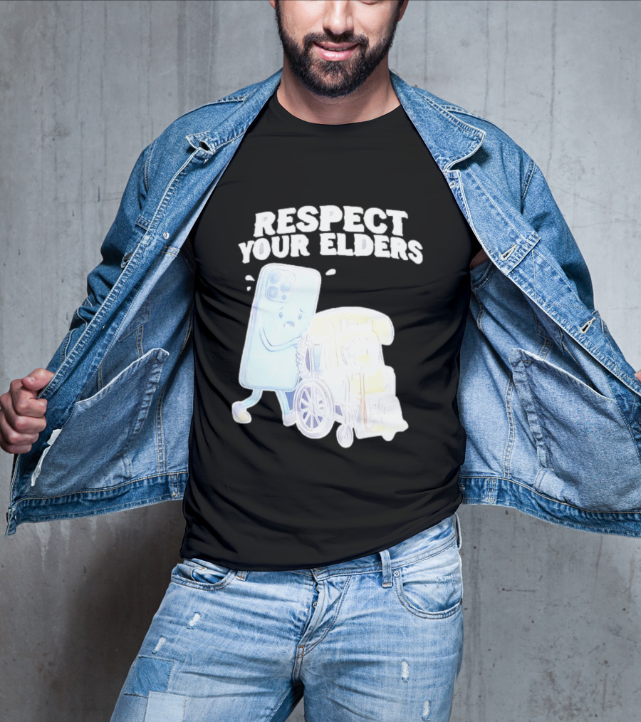 Respect Your Elders Smartphone And Vintage Telephone T-Shirt