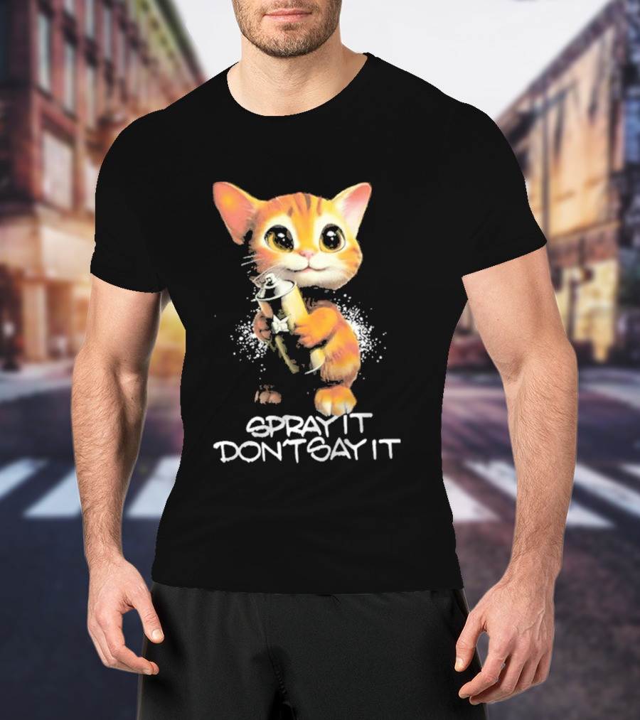Huf Clothing Spray It Don't Say It Orange Cat With Paintbrush T-Shirt