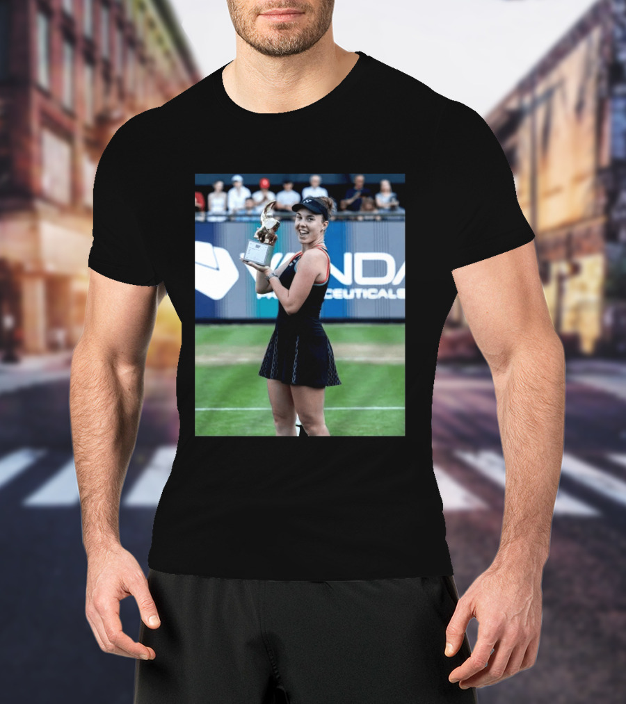 Linda Wins Tennis Title Holding Trophy On Grass Court T-Shirt