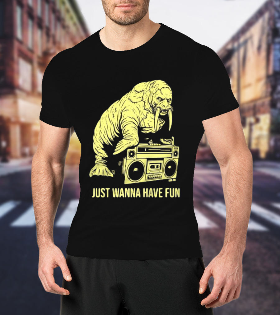 Walrus DJ Just Wanna Have Fun With Boombox T-Shirt