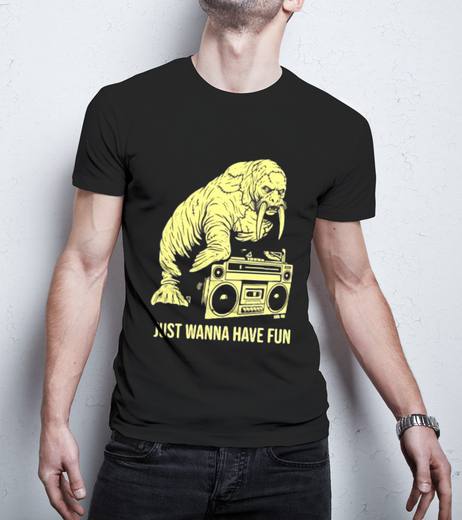 Walrus DJ Just Wanna Have Fun With Boombox T-Shirt